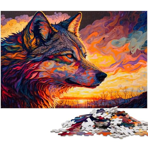 1000 teiliges Puzzle Ölgemälde Wolf Puzzle für Kinder Papierpuzzle Lernspiele für Erwachsene (Größe 38 x 26 cm) von zouxangzz