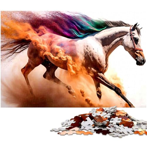 1000 teiliges Puzzle Pferd Unmögliches Puzzle für Erwachsene und Teenager ab 14 Jahren (Größe 75 x 50 cm) von zouxangzz