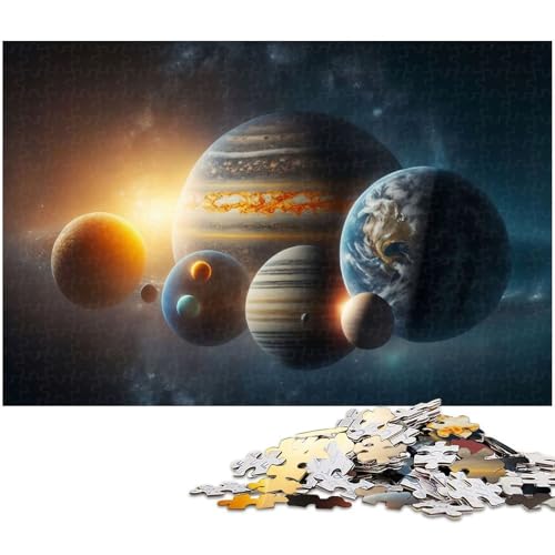 1000 teiliges Puzzle Planeten der Sonne für Kinder Holzpuzzle Lernspiele für Erwachsene (Größe 75 x 50 cm) von zouxangzz
