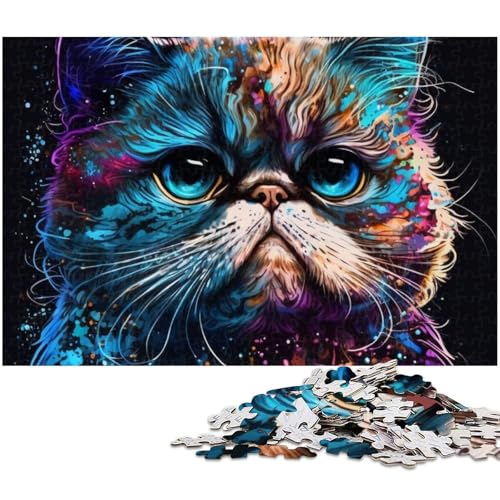1000 teiliges Puzzle Porträt Einer schönen Katze Puzzle für Erwachsene Holzpuzzle Familiendekoration (Größe 75 x 50 cm) von zouxangzz