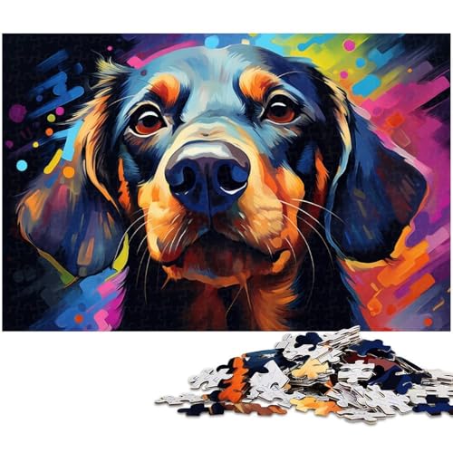 1000 teiliges Puzzle Psychedelic Color Dog“ für Erwachsene Holzpuzzle anspruchsvolles Spiel 1000 Teile (75 x 50 cm) von zouxangzz