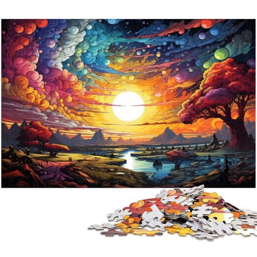 1000 teiliges Puzzle Psychedelic Color Lake Papierpuzzle Lernspiele Heimdekoration 1000 Teile (38 x 26 cm) von zouxangzz