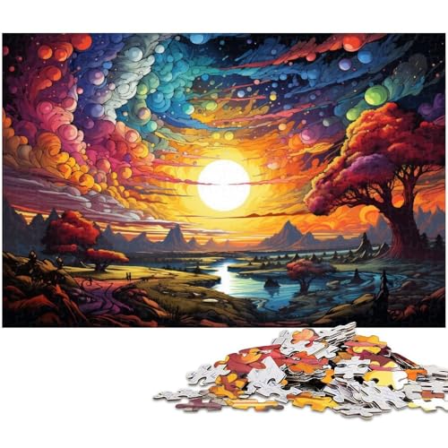 1000 teiliges Puzzle Psychedelic Color Lake Puzzles für Erwachsene und Kinder Holzpuzzle tolles Geschenk für Erwachsene 1000 PCS (75 x 50 cm) von zouxangzz