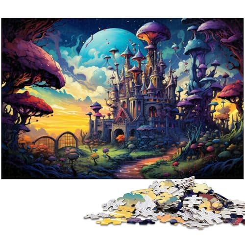 1000 teiliges Puzzle Psychedelic Mushroom City für Erwachsene Holzpuzzle anspruchsvolles Spiel 1000 Teile (75 x 50 cm) von zouxangzz