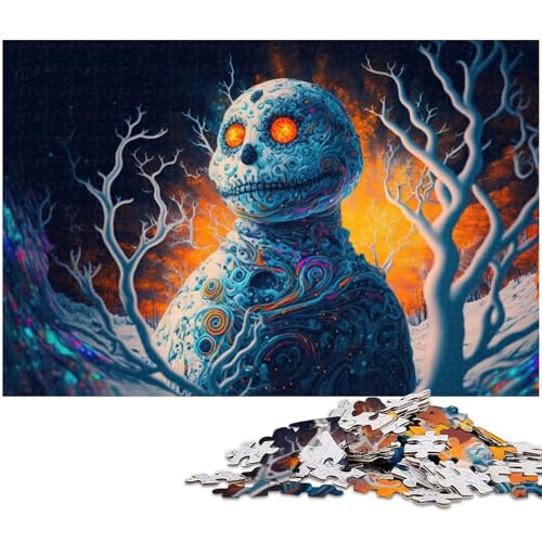 1000 teiliges Puzzle Psychedelischer Schneemann für Erwachsene Holzpuzzle anspruchsvolles Spiel (Größe 75 x 50 cm) von zouxangzz