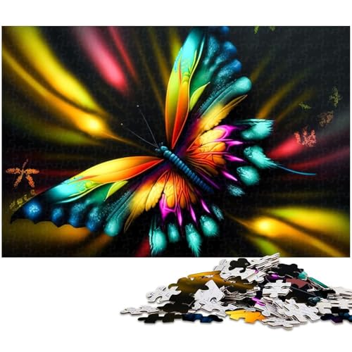1000 teiliges Puzzle Schmetterlings Puzzle für Kinder Holzpuzzle Lernspiele für Erwachsene (Größe 75 x 50 cm) von zouxangzz