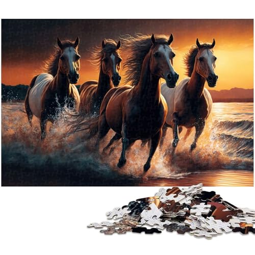 1000 teiliges Puzzle Schöne laufende Pferde Puzzle für Erwachsene Papierpuzzle für Sommerliebhaber (Größe 38 x 26 cm) von zouxangzz