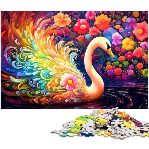1000 teiliges Puzzle Schwanenpaar Puzzle für Erwachsene Holzpuzzle Familiendekoration (Größe 75 x 50 cm) von zouxangzz