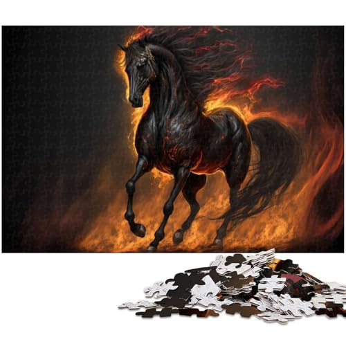 1000 teiliges Puzzle Schwarzes Pferd Holzpuzzle Lernspiele Heimdekoration (Größe 75 x 50 cm) von zouxangzz