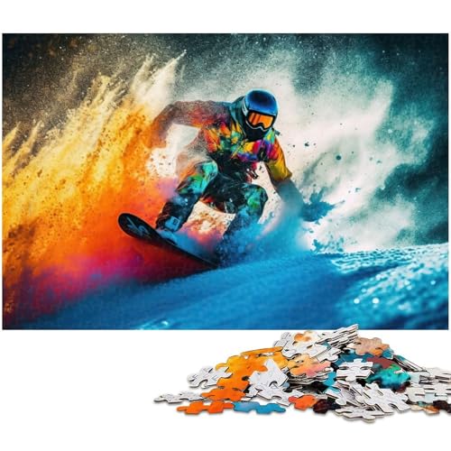 1000 teiliges Puzzle Snowboard_ Puzzle für Erwachsene Holzpuzzle anspruchsvolles Spiel (Größe 75 x 50 cm) von zouxangzz