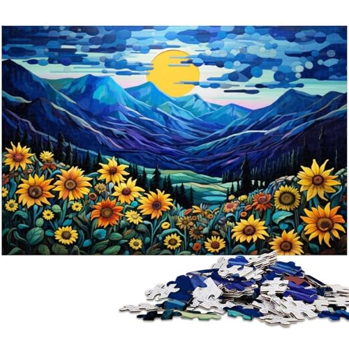 1000 teiliges Puzzle Sonnenblumen unter Sonnenuntergang Papierpuzzle Lernspiele Heimdekoration 1000 Teile (38 x 26 cm) von zouxangzz