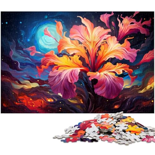 1000 teiliges Puzzle Stellen Sie Sich farbenfrohe psychedelische Blumen vor Puzzle für Kinder Holzpuzzle Lernspiele für Erwachsene 1000 Teile (75 x 50 cm) von zouxangzz