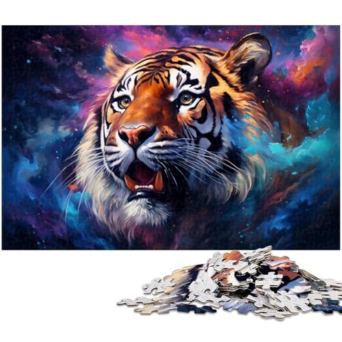 1000 teiliges Puzzle Stern Tier Tiger Puzzle für Erwachsene Holzpuzzle tolle Geschenke zu Weihnachten (Größe 75 x 50 cm) von zouxangzz