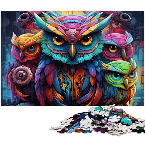 1000 teiliges Puzzle Tier Eulen Puzzle für Erwachsene Holzpuzzle anspruchsvolles Spiel (Größe 75 x 50 cm) von zouxangzz
