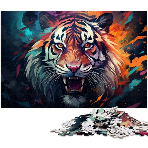 1000 teiliges Puzzle Wütender gewalttätiger Tiger“ für Erwachsene Holzpuzzle anspruchsvolles Spiel 1000 Teile (75 x 50 cm) von zouxangzz