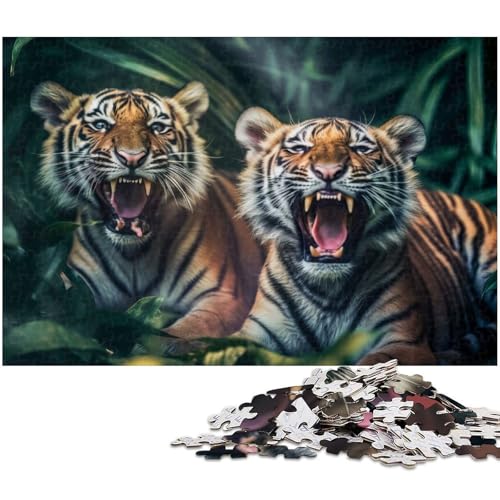 1000 teiliges Puzzle Zwei Tigerjungen Puzzle für Erwachsene Holzpuzzle anspruchsvolles Spiel (Größe 75 x 50 cm) von zouxangzz