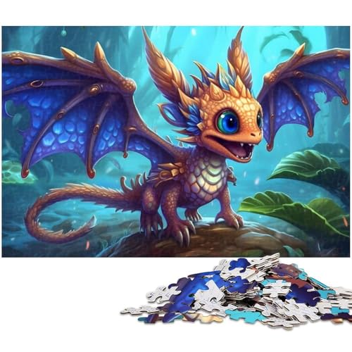 1000 teiliges Puzzle aufgeregtes Baby Drachen Puzzle für Erwachsene Holzpuzzle Familiendekoration (Größe 75 x 50 cm) von zouxangzz