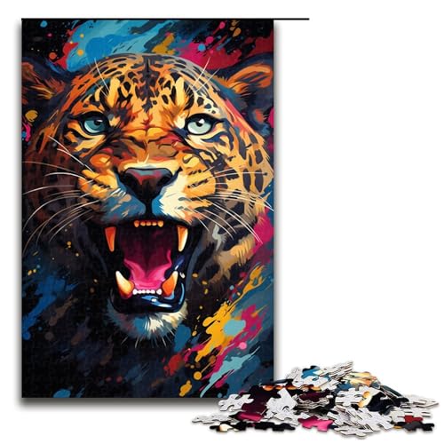 1000 teiliges Puzzle bunt Fantasie Leopard Puzzle für Erwachsene und Kinder Holzpuzzle pädagogisches Spielzeug zum Stressabbau 75 x 50 cm von zouxangzz