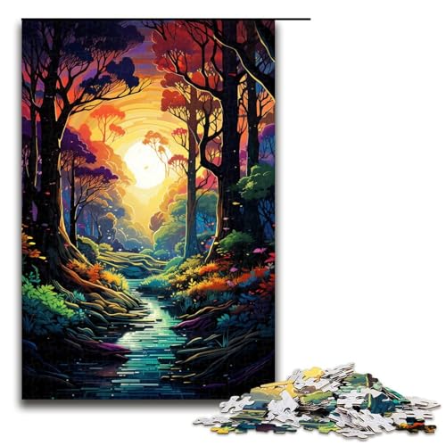 1000 teiliges Puzzle bunt im Zauberwald für Erwachsene und Kinder Holzpuzzle pädagogisches Spielzeug zum Stressabbau Puzzle 75 x 50 cm von zouxangzz