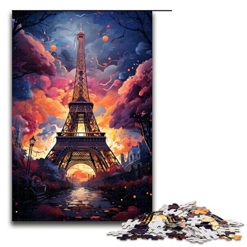1000 teiliges Puzzle bunter Eiffelturm Puzzle für Erwachsene und Kinder Holzpuzzle pädagogisches Spielzeug zum Stressabbau 75 x 50 cm von zouxangzz