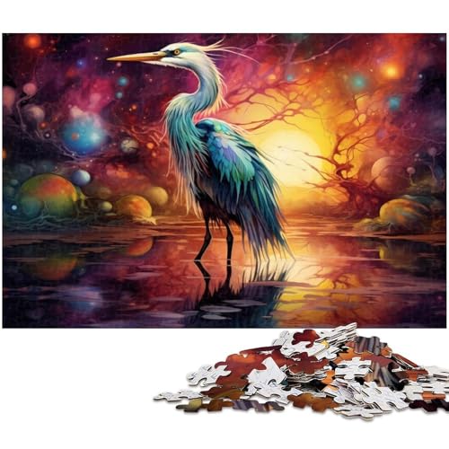 1000 teiliges Puzzle bunter Reiher Puzzle für Erwachsene Papierpuzzle anspruchsvolles Spiel 1000 Teile (38 x 26 cm) von zouxangzz