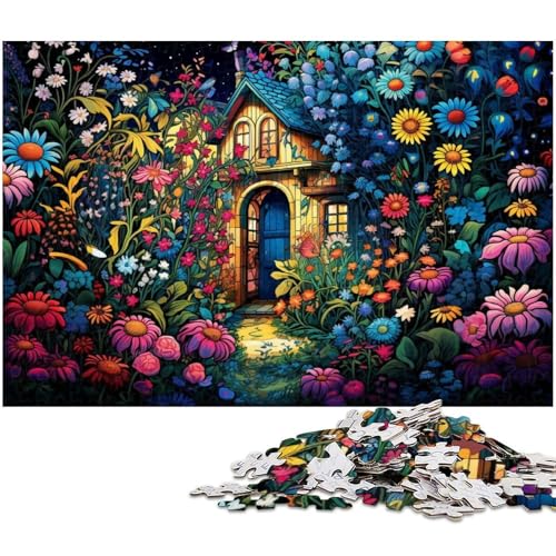 1000 teiliges Puzzle buntes Blumenhaus Puzzle für Erwachsene Papierpuzzle anspruchsvolles Spiel 1000 Teile (38 x 26 cm) von zouxangzz