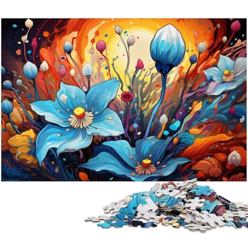 1000 teiliges Puzzle buntes Blumenkunst Puzzle für Erwachsene Holzpuzzle anspruchsvolles Spiel 1000 Teile (75 x 50 cm) von zouxangzz