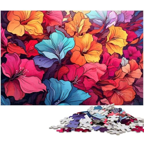 1000 teiliges Puzzle buntes Blumenkunst Puzzle für Kinder Papierpuzzle Lernspiele für Erwachsene 1000 Teile (38 x 26 cm) von zouxangzz