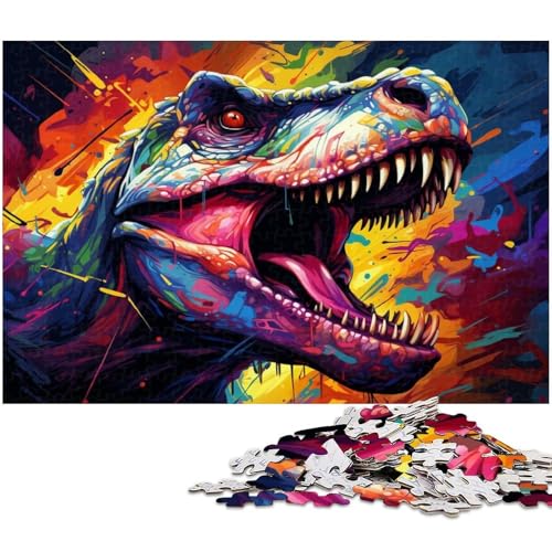 1000 teiliges Puzzle buntes Dinosaurier Kunstpuzzle für Erwachsene Papierpuzzle anspruchsvolles Spiel 1000 Teile (38 x 26 cm) von zouxangzz