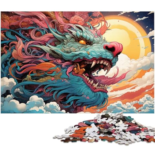 1000 teiliges Puzzle buntes Drachenkopf Puzzle für Kinder Holzpuzzle Lernspiele für Erwachsene 1000 Teile (75 x 50 cm) von zouxangzz
