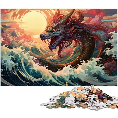 1000 teiliges Puzzle buntes Drachenpuzzle für Erwachsene Holzpuzzle anspruchsvolles Spiel 1000 Teile (75 x 50 cm) von zouxangzz