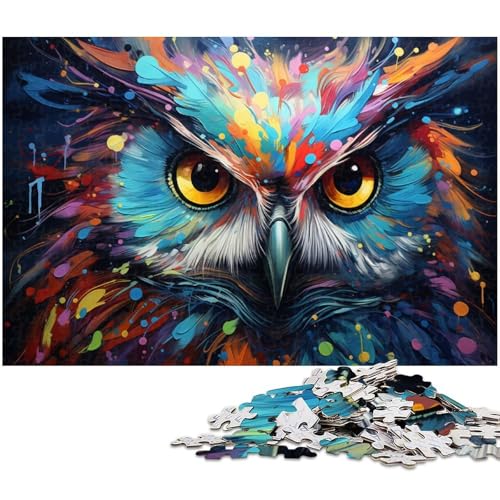 1000 teiliges Puzzle buntes Fantasie Eulen Kunst Puzzle für Kinder Holzpuzzle Lernspiele für Erwachsene 1000 Teile (75 x 50 cm) von zouxangzz