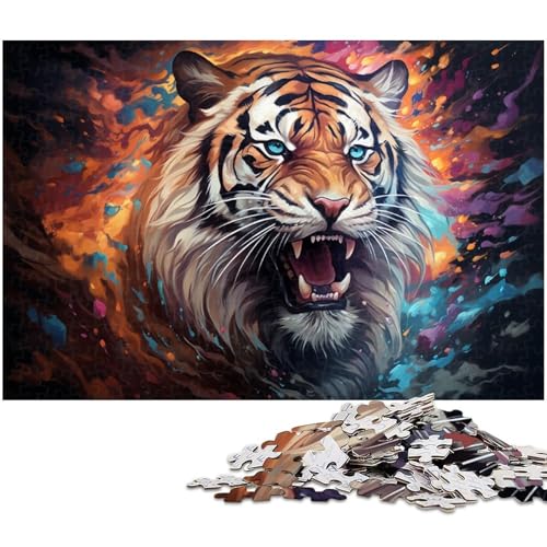 1000 teiliges Puzzle buntes Feuertiger Puzzle Holzpuzzle Lernspiele Heimdekoration 1000 Teile (75 x 50 cm) von zouxangzz