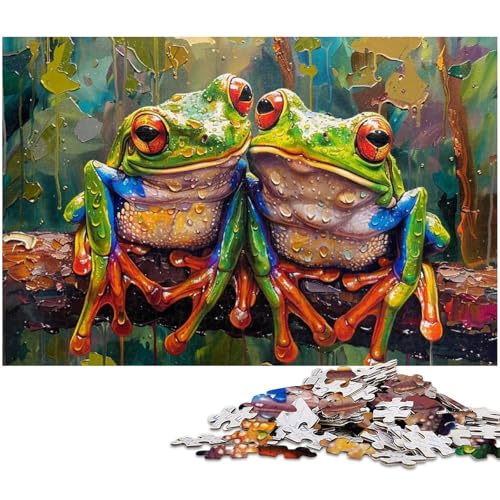 1000 teiliges Puzzle buntes Frosch Puzzle für Erwachsene Holzpuzzle anspruchsvolles Spiel (Größe 75 x 50 cm) von zouxangzz