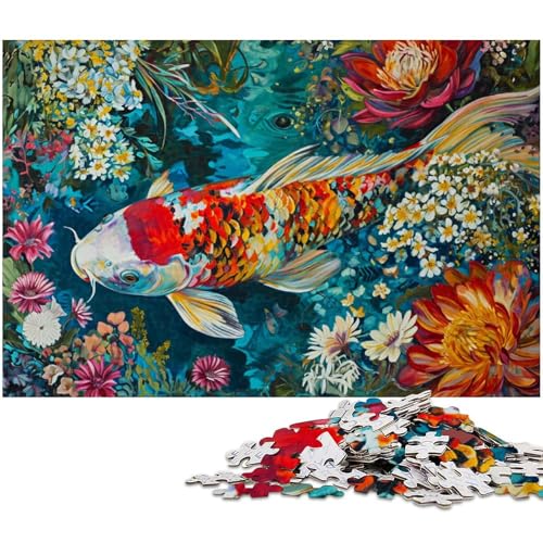 1000 teiliges Puzzle buntes Goldfisch Puzzle für Erwachsene Holzpuzzle anspruchsvolles Spiel (Größe 75 x 50 cm) von zouxangzz