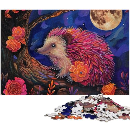 1000 teiliges Puzzle buntes Igel Puzzle für Kinder Holzpuzzle Lernspiele für Erwachsene (Größe 75 x 50 cm) von zouxangzz