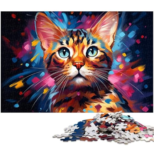 1000 teiliges Puzzle buntes Katzen Malpuzzle Holzpuzzle Lernspiele Heimdekoration 1000 Teile (75 x 50 cm) von zouxangzz