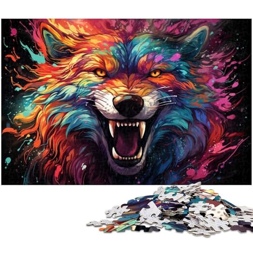 1000 teiliges Puzzle buntes Kojoten Puzzle Holzpuzzle Lernspiele Heimdekoration 1000 Teile (75 x 50 cm) von zouxangzz