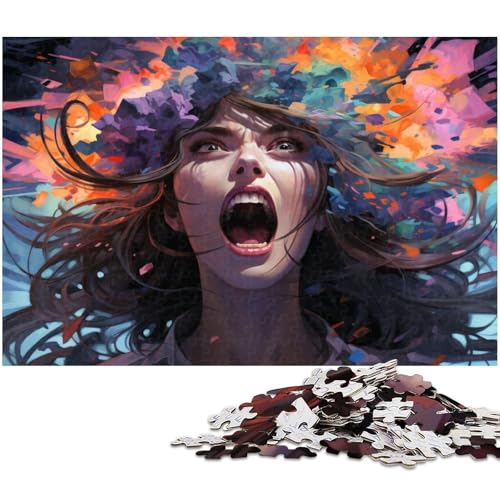 1000 teiliges Puzzle buntes Mädchen Kunstpuzzle für Erwachsene Papierpuzzle anspruchsvolles Spiel 1000 Teile (38 x 26 cm) von zouxangzz