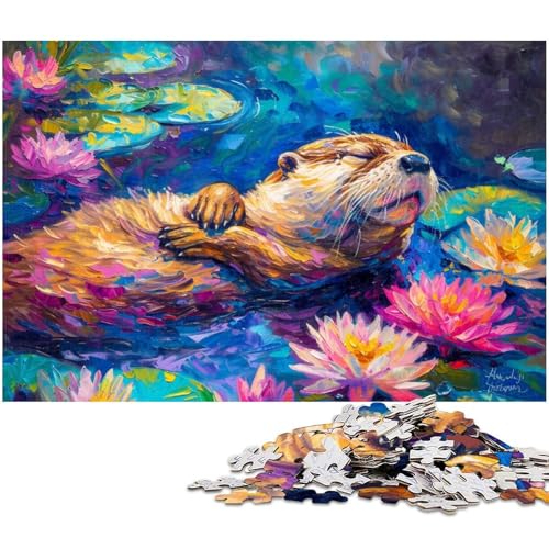 1000 teiliges Puzzle buntes Otter Puzzle für Erwachsene Holzpuzzle anspruchsvolles Spiel (Größe 75 x 50 cm) von zouxangzz