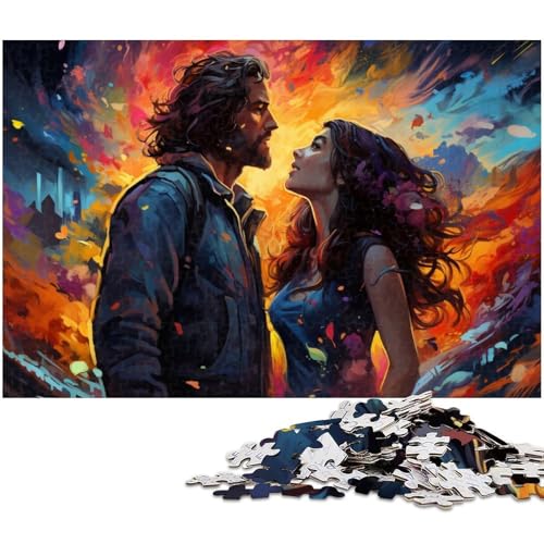 1000 teiliges Puzzle buntes Paar Puzzle Holzpuzzle Lernspiele Heimdekoration 1000 Teile (75 x 50 cm) von zouxangzz