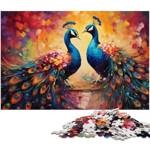 1000 teiliges Puzzle buntes Pfauen Malpuzzle für Erwachsene Holzpuzzle anspruchsvolles Spiel 1000 Teile (75 x 50 cm) von zouxangzz