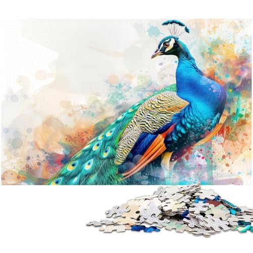 1000 teiliges Puzzle buntes Pfauenpuzzle für Erwachsene Papierpuzzle anspruchsvolles Spiel (Größe 38 x 26 cm) von zouxangzz