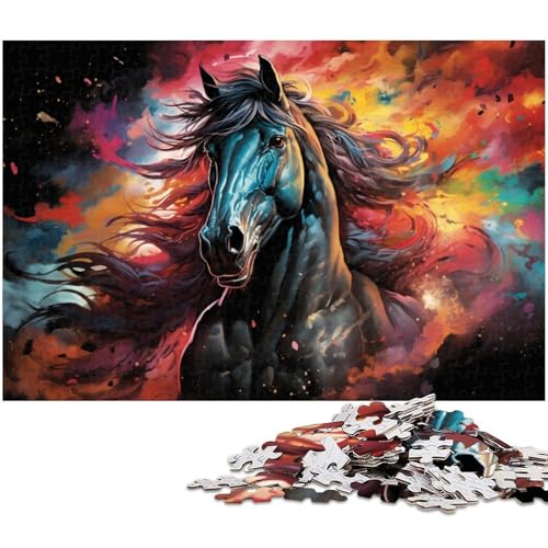 1000 teiliges Puzzle buntes Pferde Puzzle für Erwachsene Holzpuzzle anspruchsvolles Spiel 1000 Teile (75 x 50 cm) von zouxangzz
