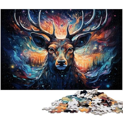 1000 teiliges Puzzle buntes Tier Elch Puzzle für Erwachsene Holzpuzzle anspruchsvolles Spiel 1000 Teile (75 x 50 cm) von zouxangzz