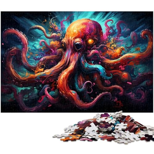 1000 teiliges Puzzle buntes Tier Oktopus Puzzle für Erwachsene Holzpuzzle tolle Geschenke zu Weihnachten 1000 Teile (75 x 50 cm) von zouxangzz