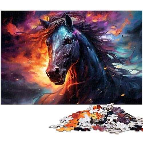 1000 teiliges Puzzle buntes Tier Pferde Puzzle für Erwachsene Holzpuzzle anspruchsvolles Spiel 1000 Teile (75 x 50 cm) von zouxangzz