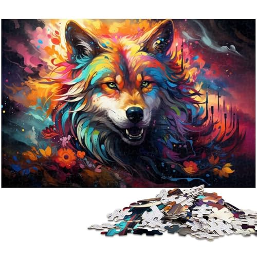 1000 teiliges Puzzle buntes Wolf Malpuzzle Holzpuzzle Lernspiele Heimdekoration 1000 Stück (75 x 50 cm) von zouxangzz