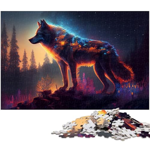 1000 teiliges Puzzle buntes Wolf Puzzle Holzpuzzle Lernspiele Heimdekoration (Größe 75 x 50 cm) von zouxangzz