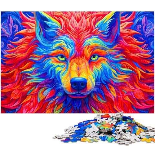 1000 teiliges Puzzle buntes Wolfspuzzle für Erwachsene Papierpuzzle anspruchsvolles Spiel (Größe 38 x 26 cm) von zouxangzz